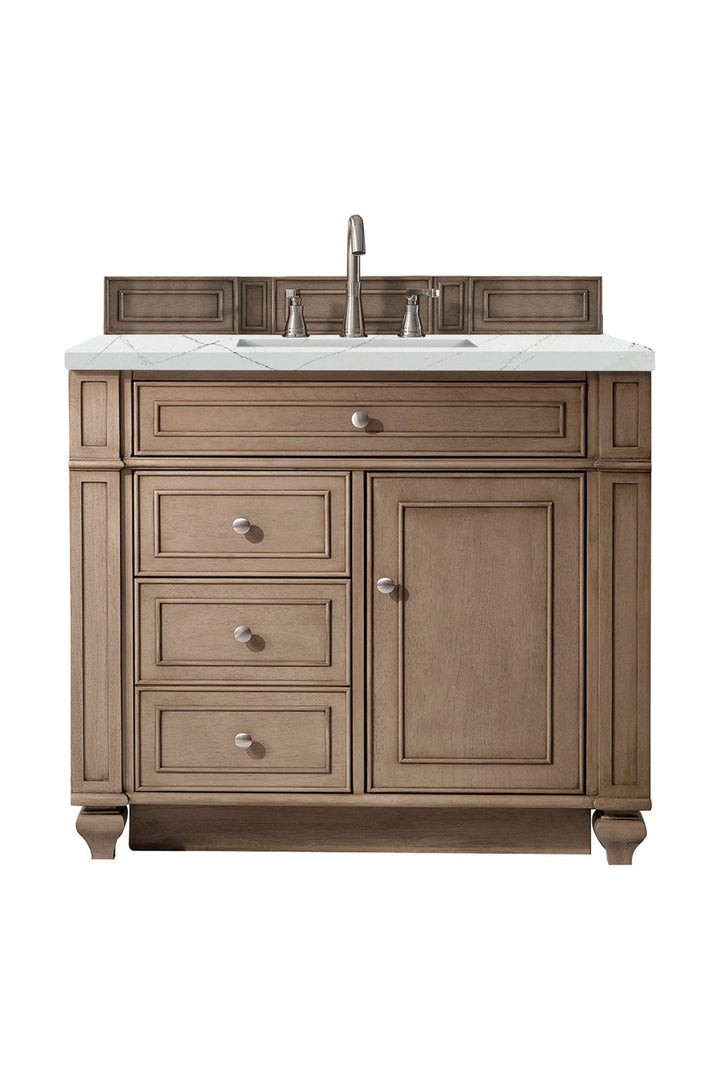 Bristol 36" Single Vanity, Whitewashed Walnut w/ 3 CM Ethereal Noctis Silestone Top