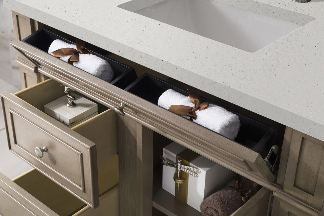 Bristol 36" Single Vanity, Whitewashed Walnut w/ 3 CM Lime Delight Silestone Top