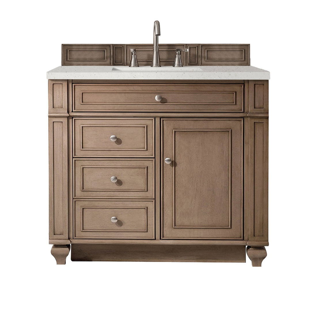 Bristol 36" Single Vanity, Whitewashed Walnut w/ 3 CM Lime Delight Silestone Top
