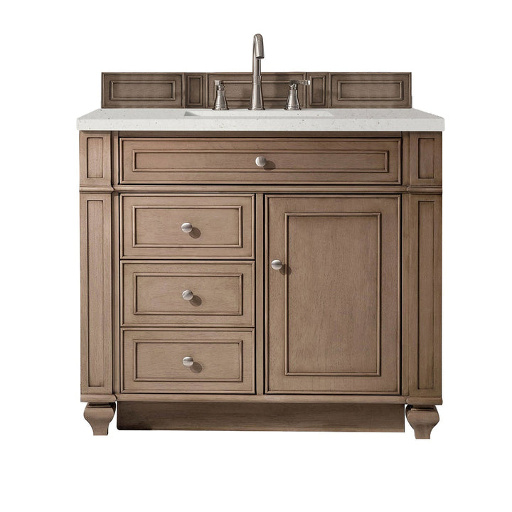 Bristol 36" Single Vanity, Whitewashed Walnut w/ 3 CM Lime Delight Silestone Top