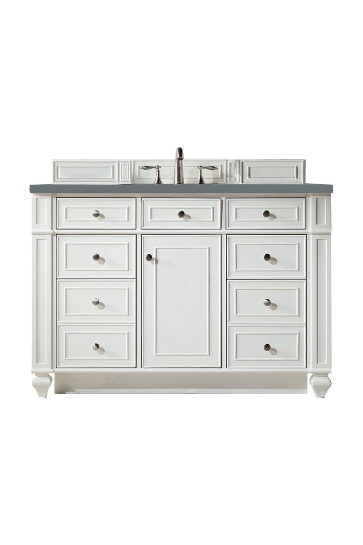 Bristol 48" Single Vanity, Bright White w/ 3 CM Cala Blue Silestone Top