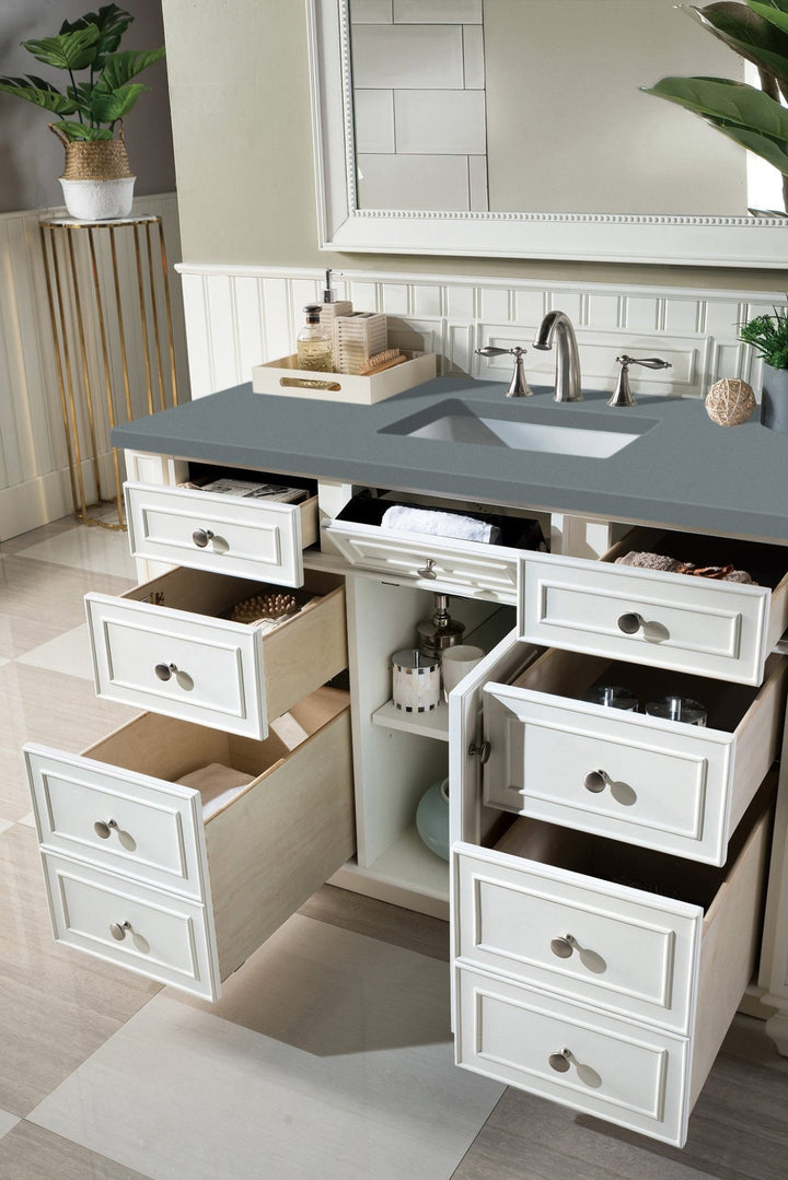 Bristol 48" Single Vanity, Bright White w/ 3 CM Cala Blue Silestone Top