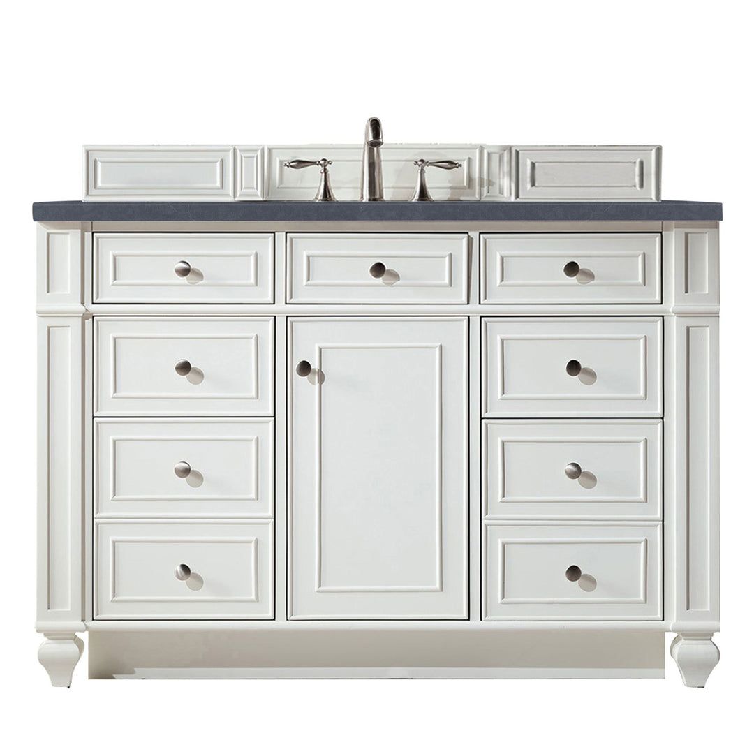 Bristol 48" Single Vanity, Bright White w/ 3 CM Charcoal Soapstone Silestone Top