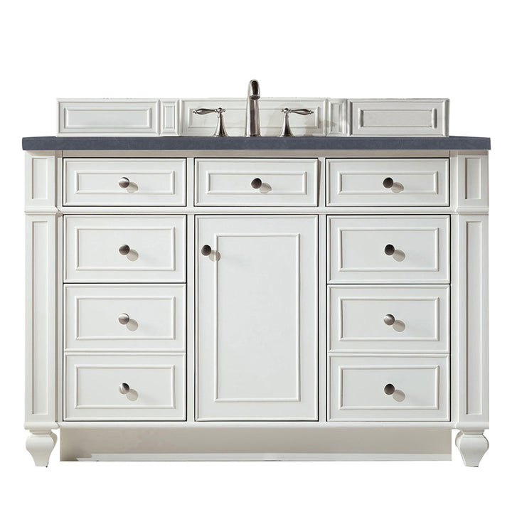 Bristol 48" Single Vanity, Bright White w/ 3 CM Charcoal Soapstone Silestone Top