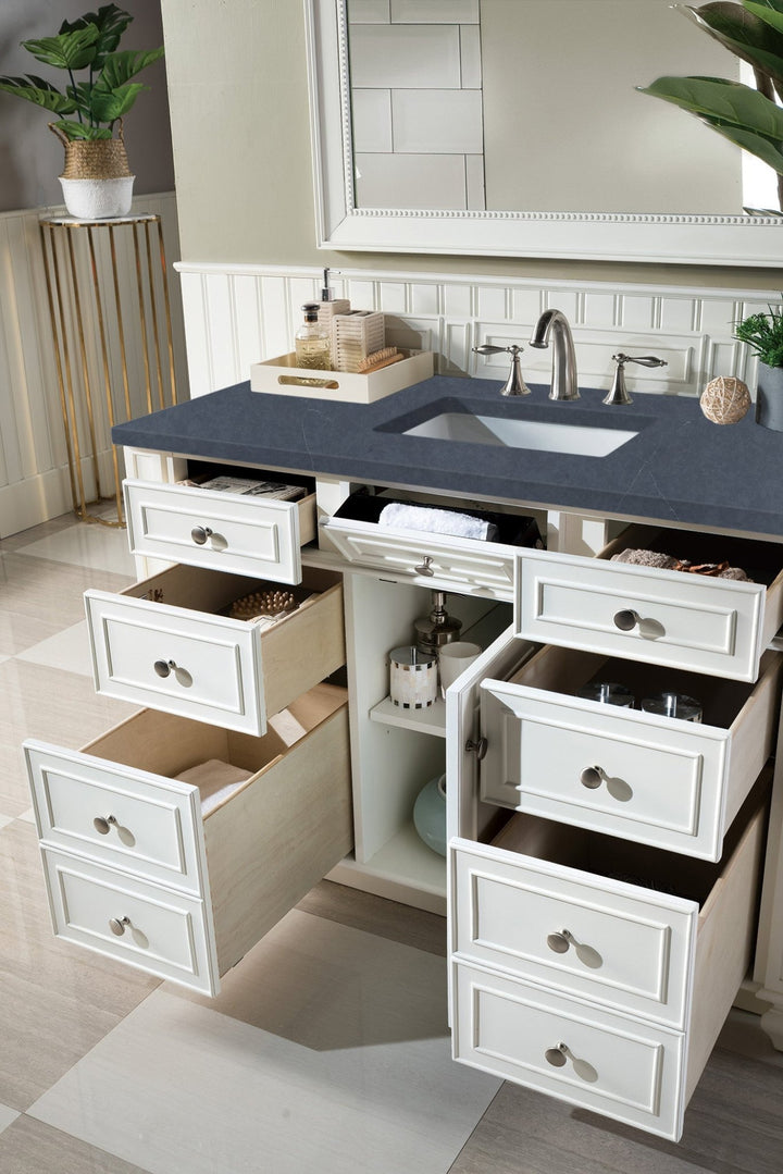 Bristol 48" Single Vanity, Bright White w/ 3 CM Charcoal Soapstone Silestone Top