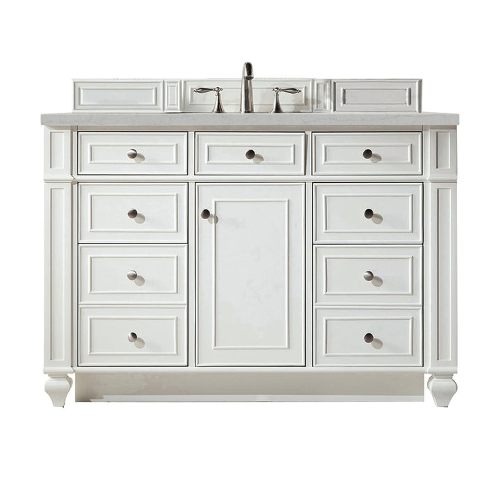 Bristol 48" Single Vanity, Bright White w/ 3 CM Eternal Jasmine Pearl Silestone Top