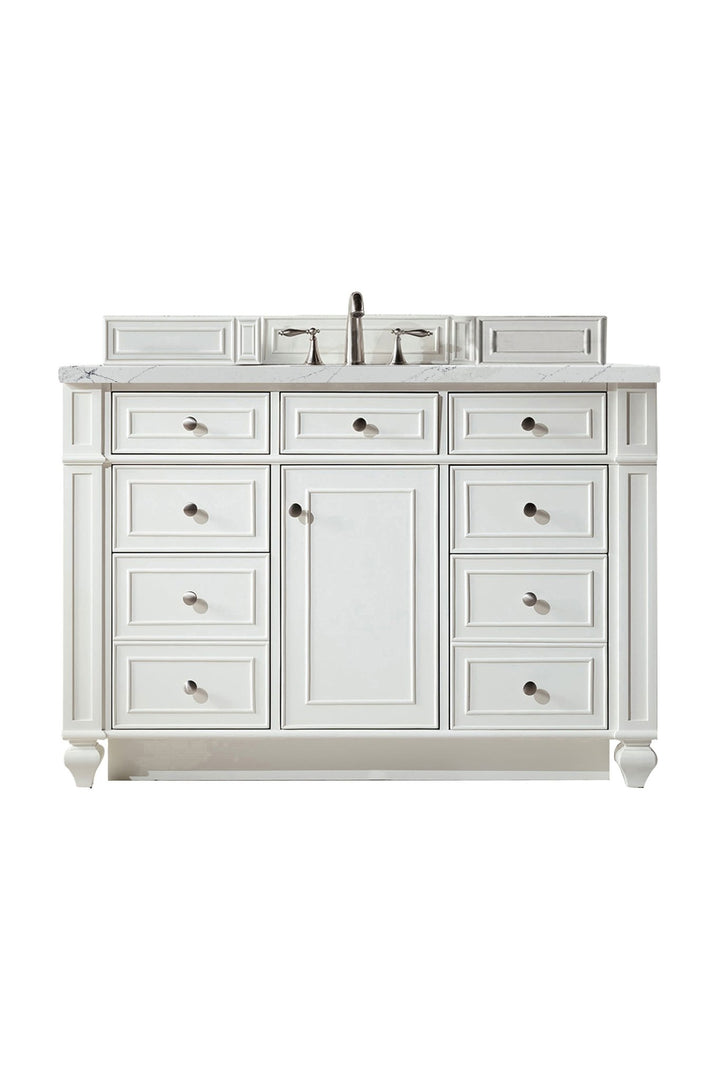 Bristol 48" Single Vanity, Bright White w/ 3 CM Ethereal Noctis Silestone Top