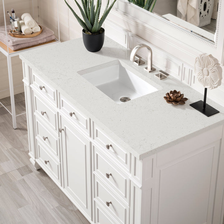Bristol 48" Single Vanity, Bright White w/ 3 CM Lime Delight Silestone Top