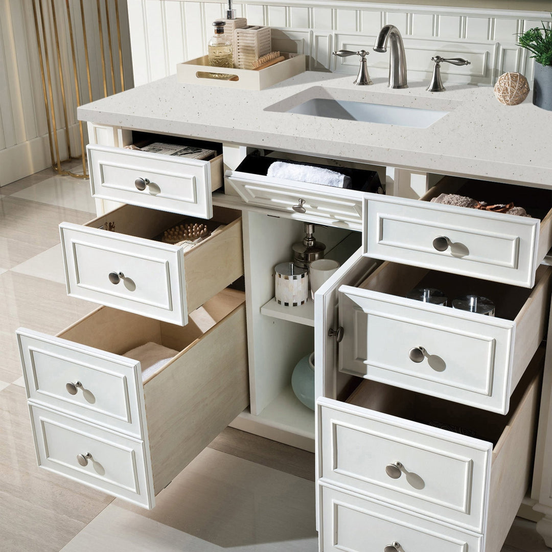 Bristol 48" Single Vanity, Bright White w/ 3 CM Lime Delight Silestone Top