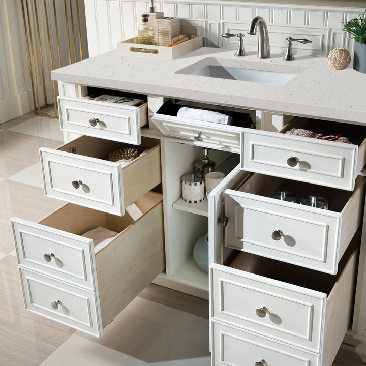 Bristol 48" Single Vanity, Bright White w/ 3 CM Lime Delight Silestone Top