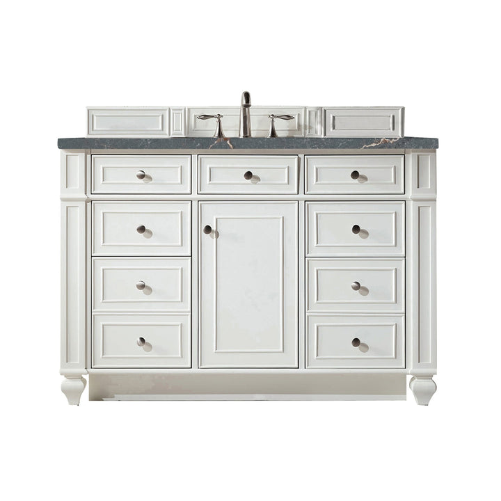 Bristol 48" Single Vanity, Bright White w/ 3 CM Parisien Bleu Silestone Top