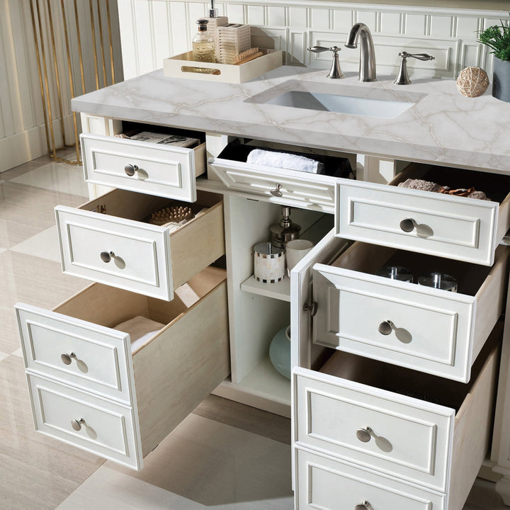 Bristol 48" Single Vanity, Bright White w/ 3 CM Victorian Silver Silestone Top