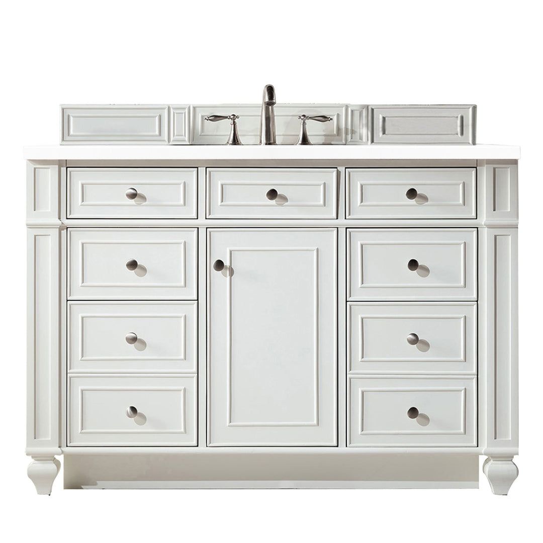 Bristol 48" Single Vanity, Bright White w/ 3 CM White Zeus Silestone Top