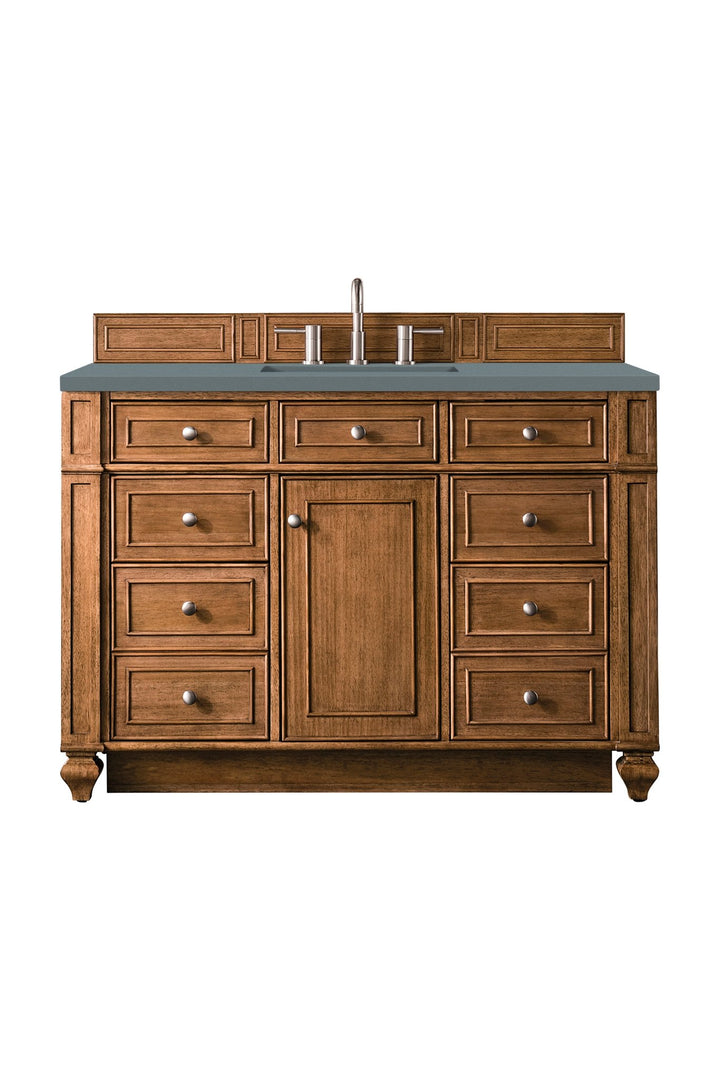Bristol 48" Single Vanity, Saddle Brown w/ 3 CM Cala Blue Silestone Top
