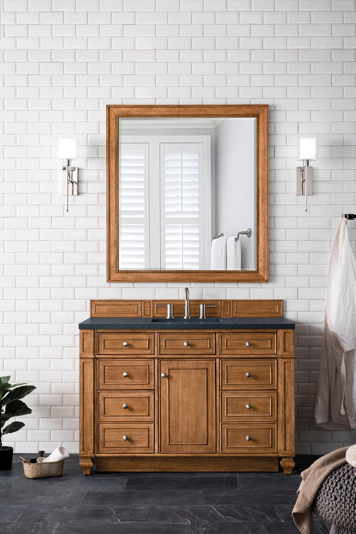 Bristol 48" Single Vanity, Saddle Brown w/ 3 CM Charcoal Soapstone Silestone Top