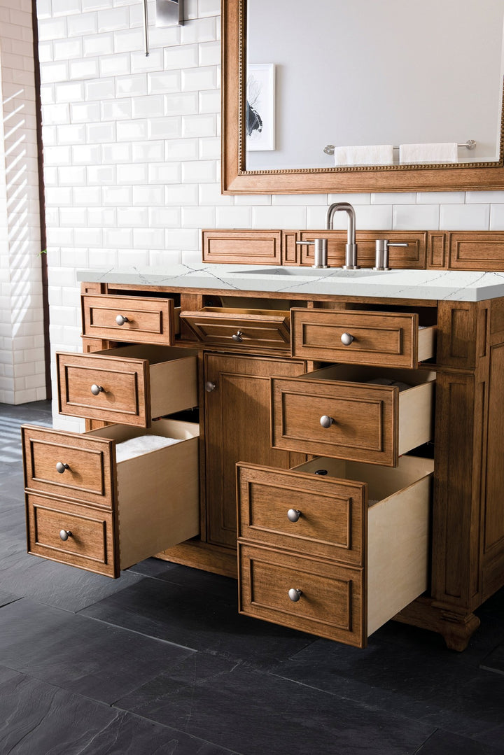 Bristol 48" Single Vanity, Saddle Brown w/ 3 CM Ethereal Noctis Silestone Top