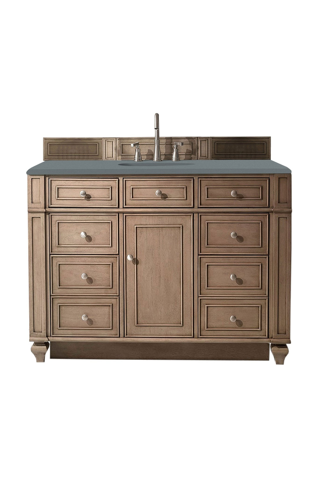 Bristol 48" Single Vanity, Whitewashed Walnut w/ 3 CM Cala Blue Silestone Top