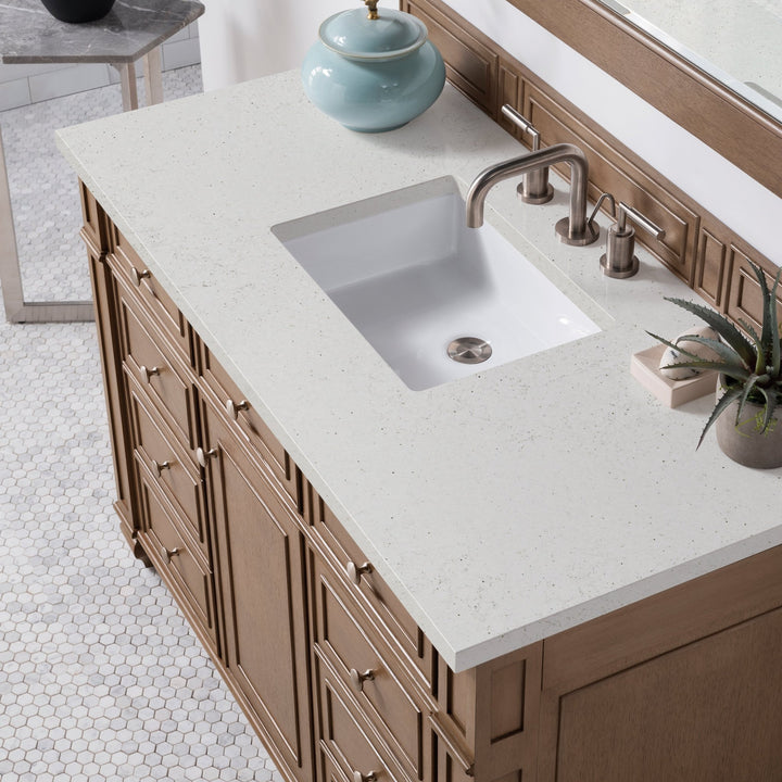 Bristol 48" Single Vanity, Whitewashed Walnut w/ 3 CM Lime Delight Silestone Top