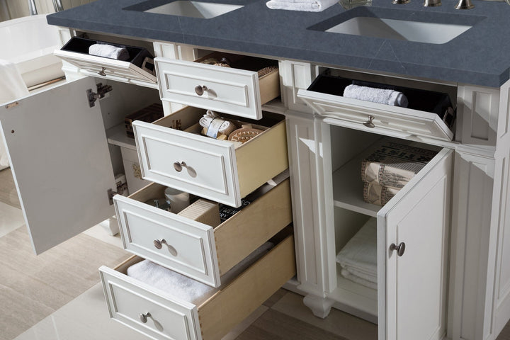 Bristol 60" Double Vanity, Bright White w/ 3 CM Charcoal Soapstone Silestone Top