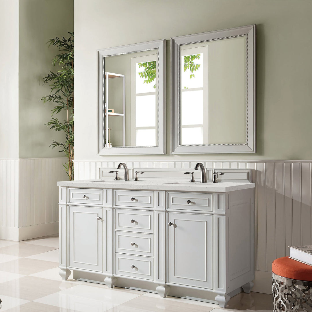 Bristol 60" Double Vanity, Bright White w/ 3 CM Lime Delight Silestone Top