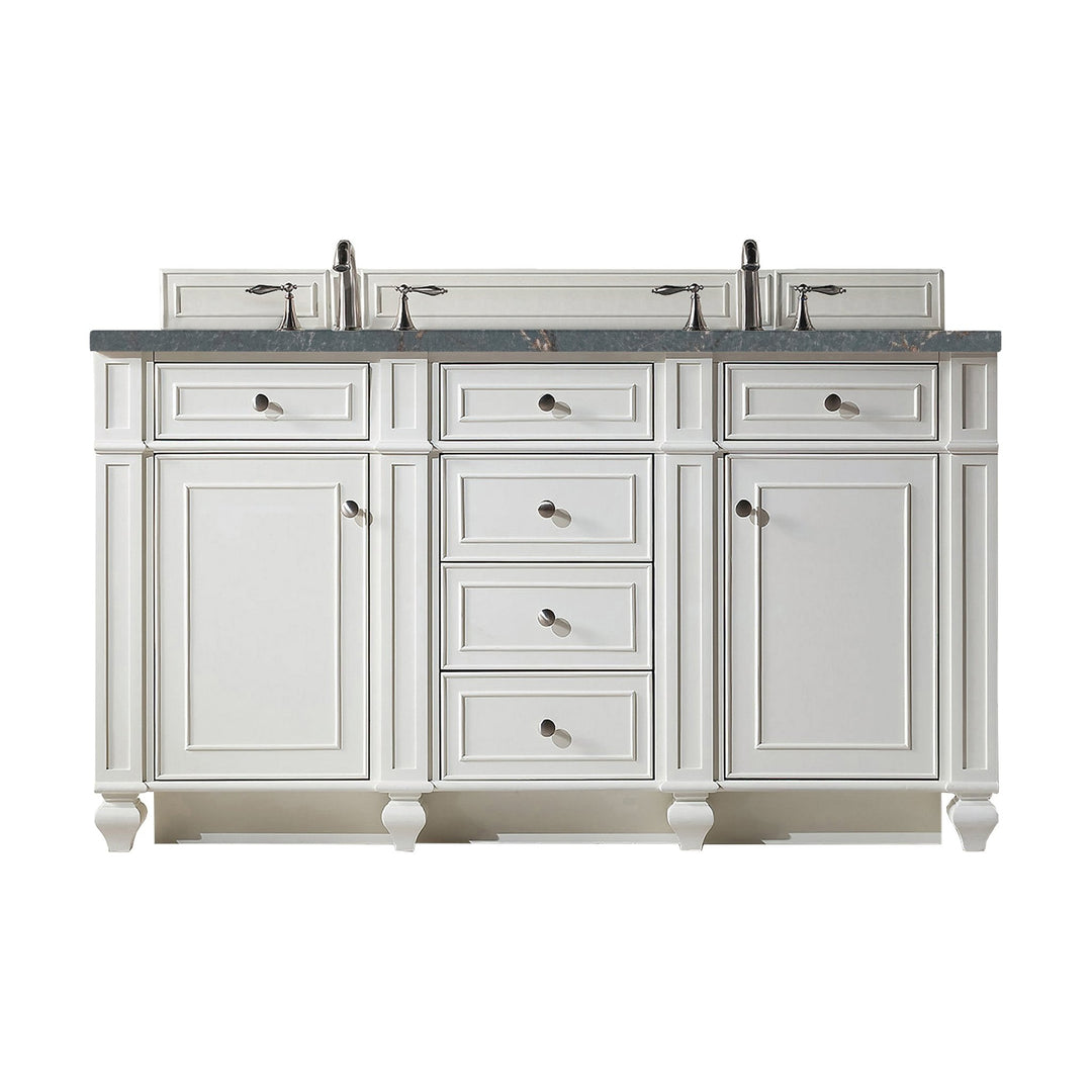 Bristol 60" Double Vanity, Bright White w/ 3 CM Parisien Bleu Silestone Top