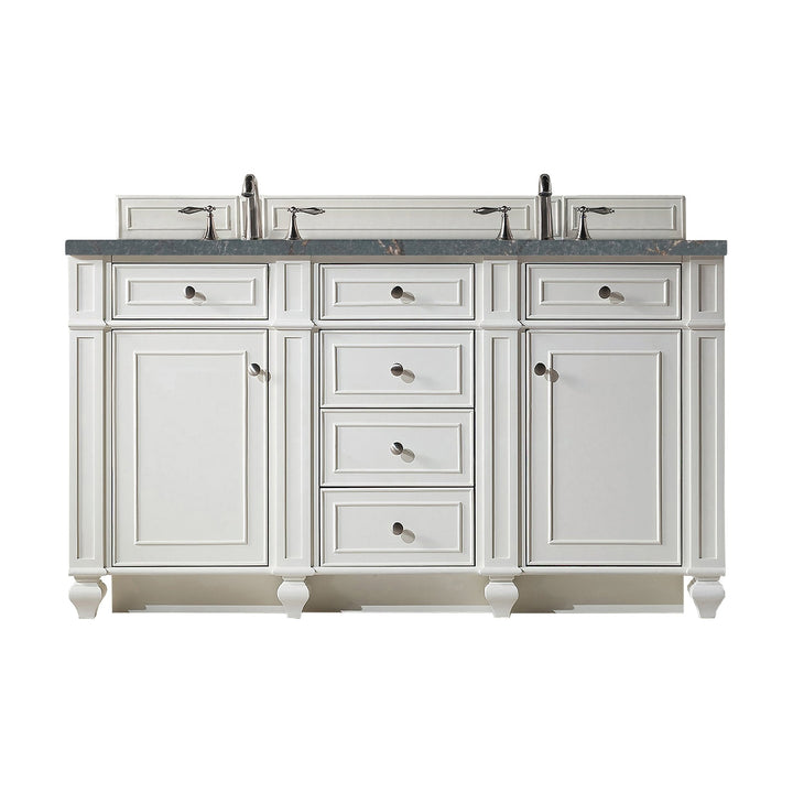 Bristol 60" Double Vanity, Bright White w/ 3 CM Parisien Bleu Silestone Top