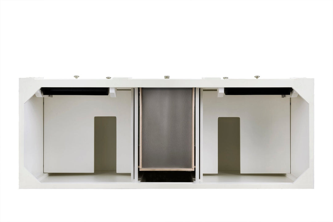 Bristol 60" Double Vanity, Bright White w/ 3 CM Victorian Silver Silestone Top w/FreePower Wireless Charger