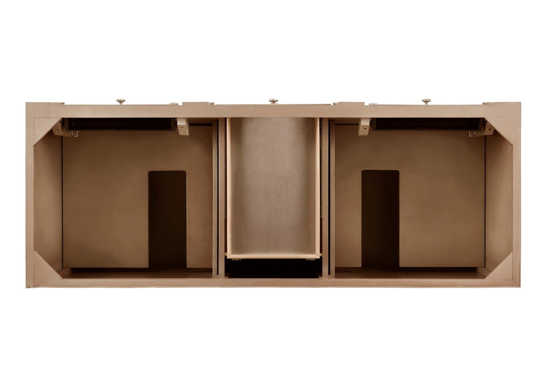 Bristol 60" Double Vanity Cabinet, Whitewashed Walnut