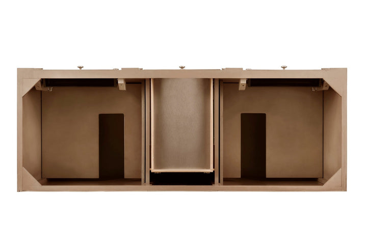 Bristol 60" Double Vanity, Whitewashed Walnut w/ 3 CM Ethereal Noctis Silestone Top w/FreePower Wireless Charger