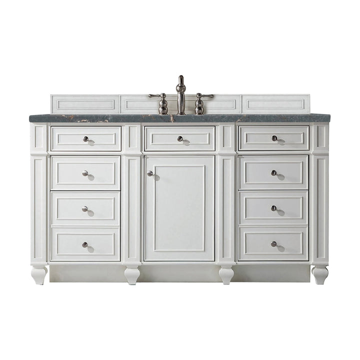 Bristol 60" Single Vanity, Bright White w/ 3 CM Parisien Bleu Silestone Top