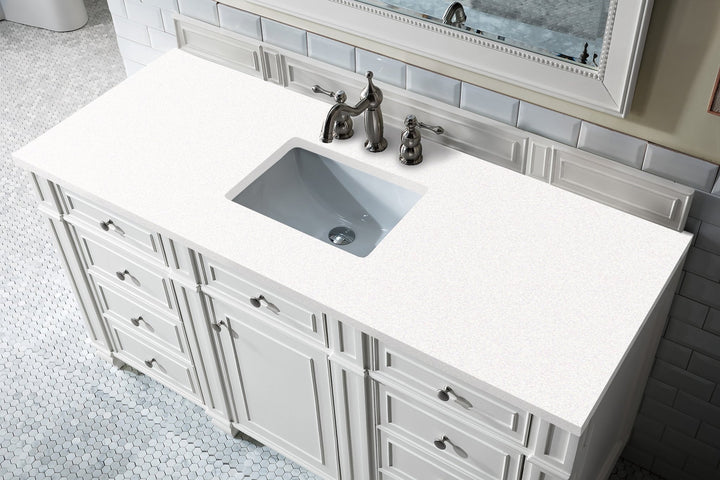 Bristol 60" Single Vanity, Bright White w/ 3 CM White Zeus Silestone Top