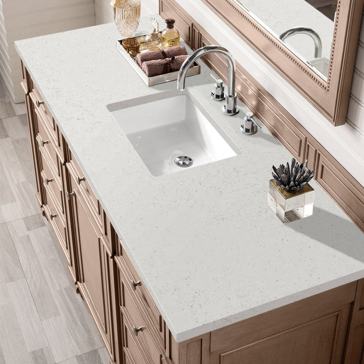 Bristol 60" Single Vanity, Whitewashed Walnut w/ 3 CM Lime Delight Silestone Top