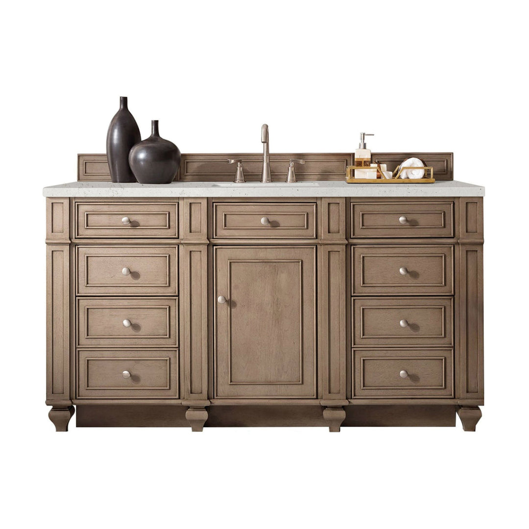 Bristol 60" Single Vanity, Whitewashed Walnut w/ 3 CM Lime Delight Silestone Top