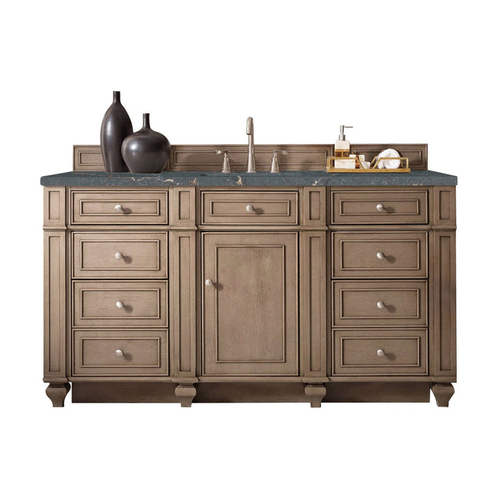 Bristol 60" Single Vanity, Whitewashed Walnut w/ 3 CM Parisien Bleu Silestone Top