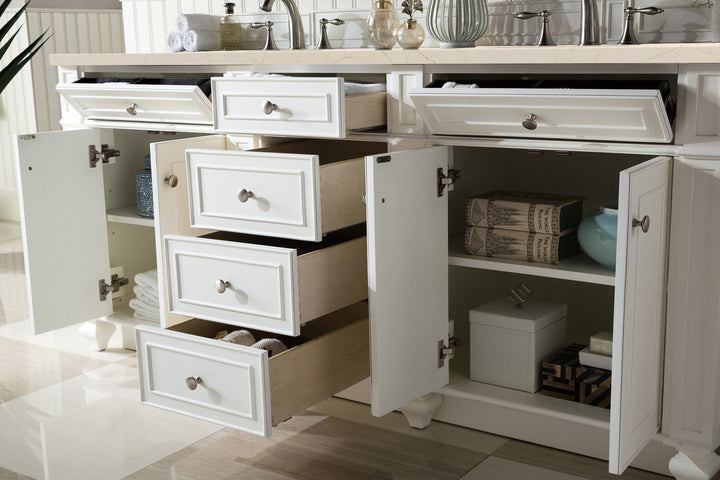 Bristol 72" Double Vanity, Bright White w/ 3 CM Eternal Marfil Silestone Top