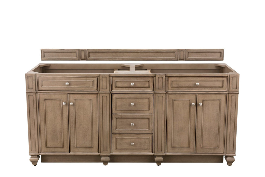 Bristol 72" Double Vanity Cabinet, Whitewashed Walnut
