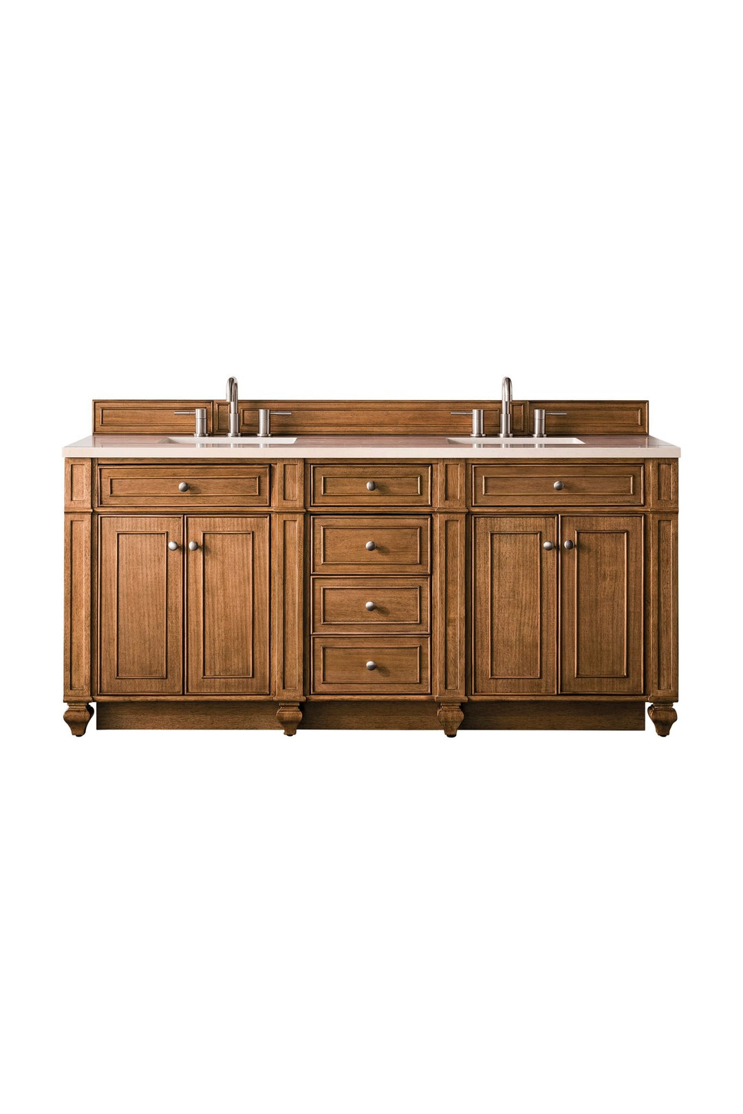 Bristol 72" Double Vanity, Saddle Brown w/ 3 CM Eternal Marfil Silestone Top