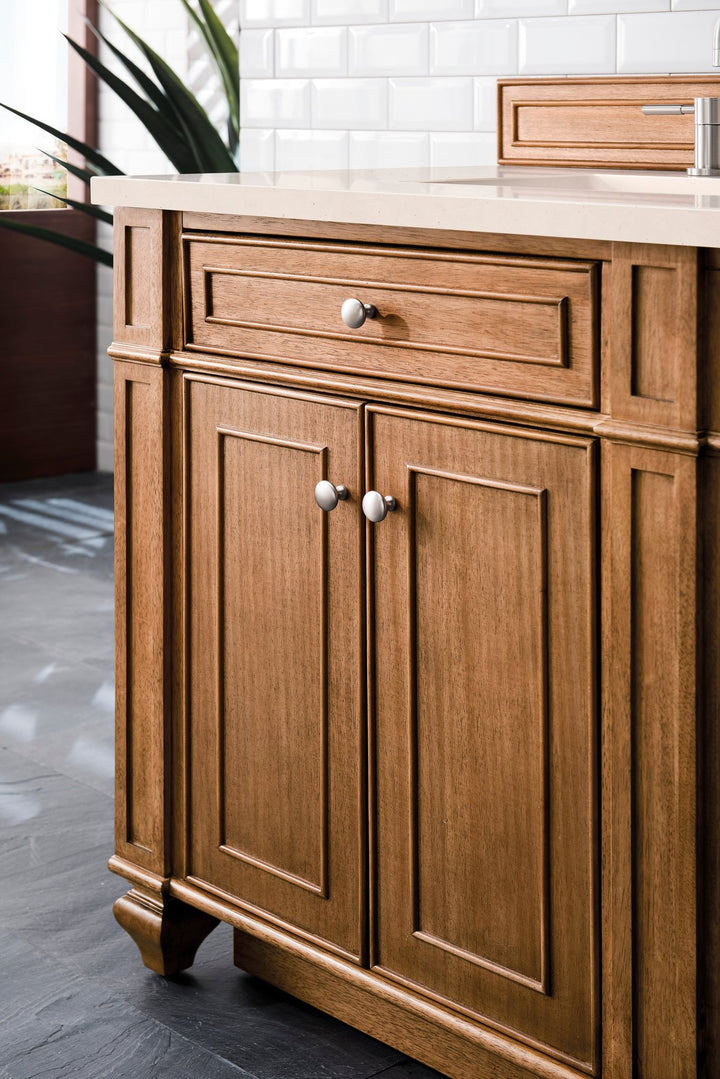 Bristol 72" Double Vanity, Saddle Brown w/ 3 CM Eternal Marfil Silestone Top