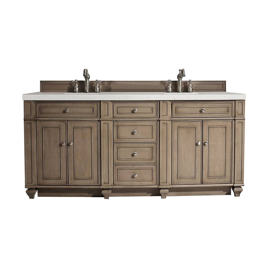 Bristol 72" Double Vanity, Whitewashed Walnut w/ 3 CM Lime Delight Silestone Top