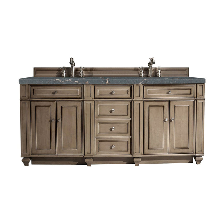 Bristol 72" Double Vanity, Whitewashed Walnut w/ 3 CM Parisien Bleu Silestone Top