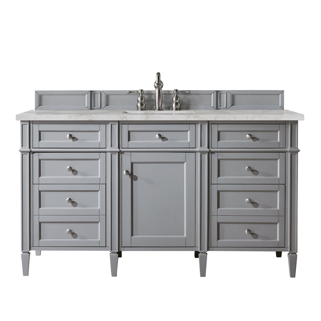 Brittany 60" Single Vanity, Urban Gray w/ 3 CM Victorian Silver Silestone Top