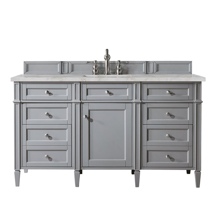 Brittany 60" Single Vanity, Urban Gray w/ 3 CM Victorian Silver Silestone Top