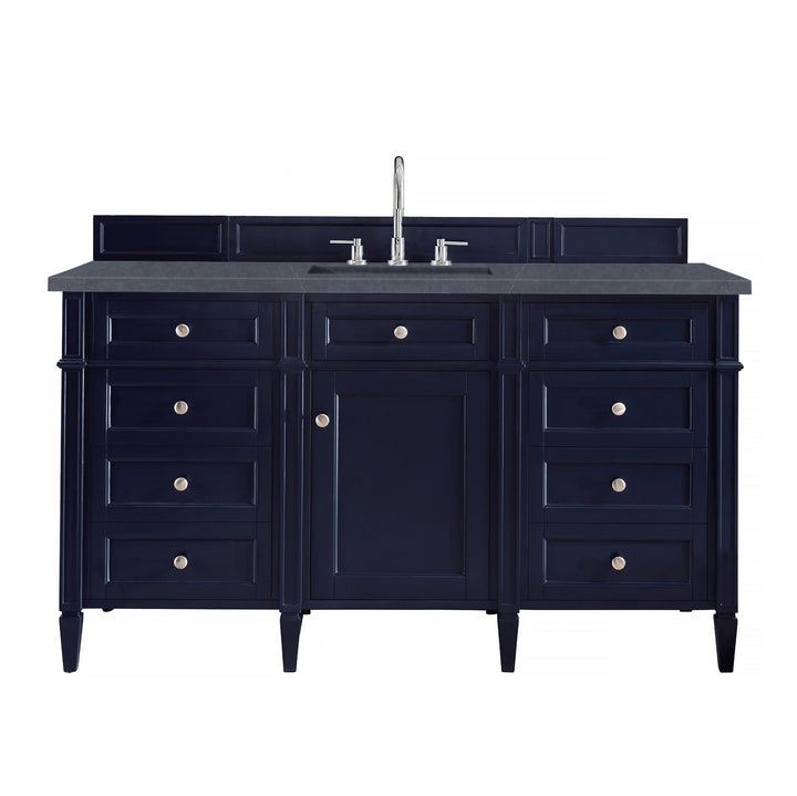 Brittany 60" Single Vanity, Victory Blue w/ 3 CM Charcoal Soapstone Silestone Top