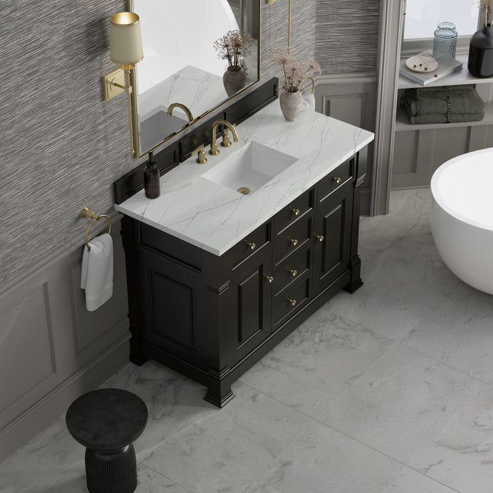 Brookfield 48" Single Vanity, Black Onyx w/ 3 CM Ethereal Noctis Silestone® Top