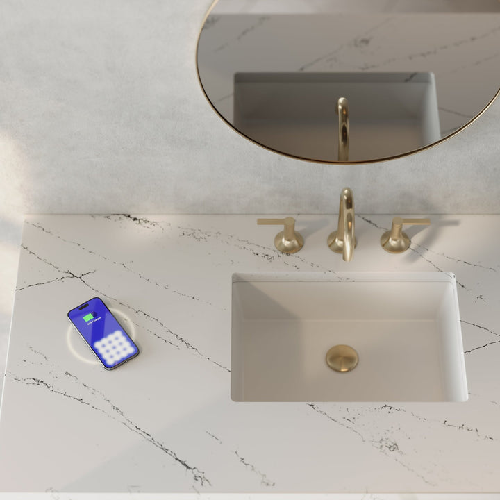 Brookfield 48" Single Vanity, Black Onyx w/ 3 CM Ethereal Noctis Silestone Top w/ FreePower Wireless Charger