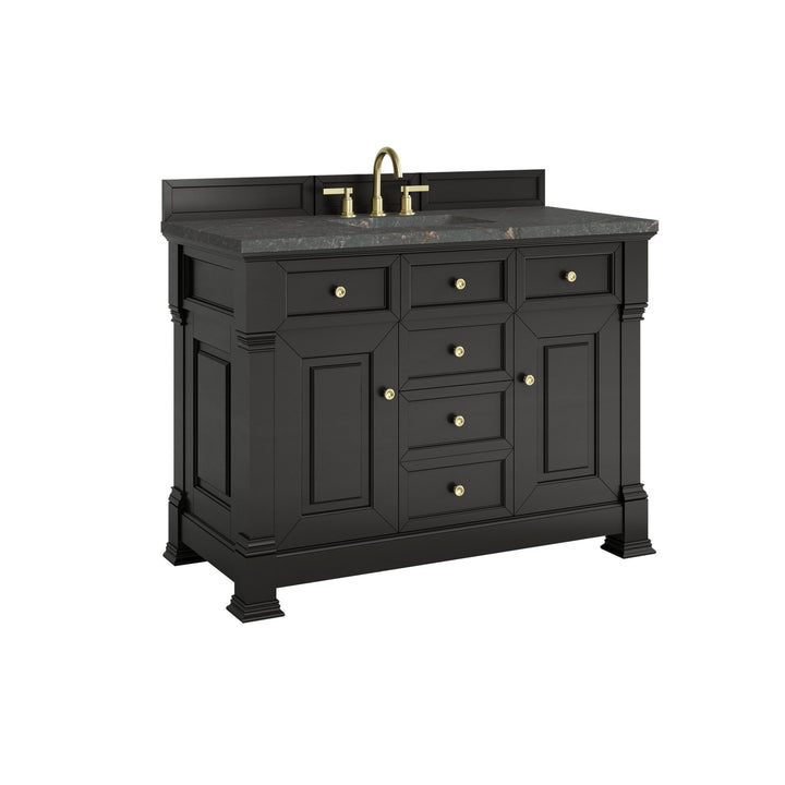 Brookfield 48" Single Vanity, Black Onyx w/ 3 CM Parisien Bleu Silestone® Top