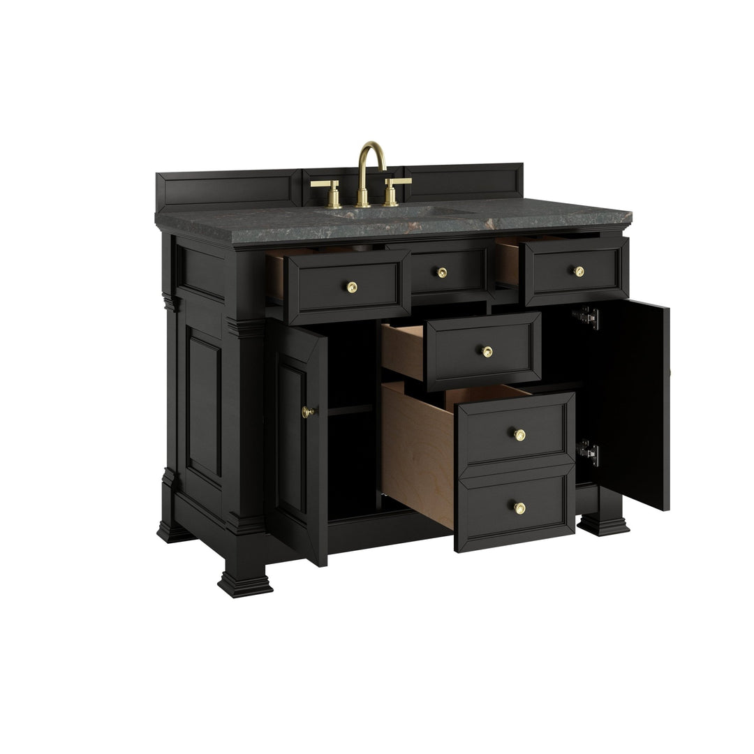 Brookfield 48" Single Vanity, Black Onyx w/ 3 CM Parisien Bleu Silestone Top w/ FreePower Wireless Charger