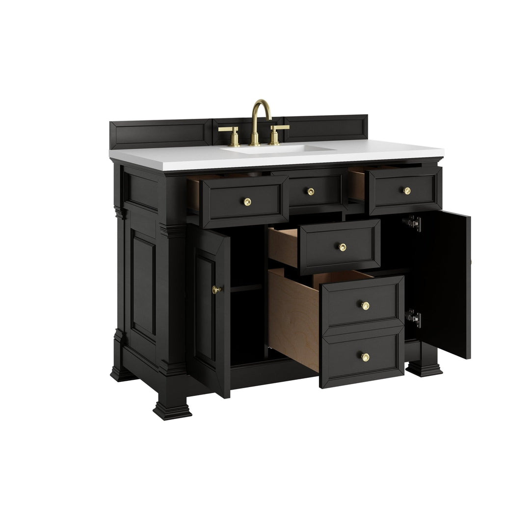 Brookfield 48" Single Vanity, Black Onyx,  w/ 3 CM White Zeus Silestone® Top
