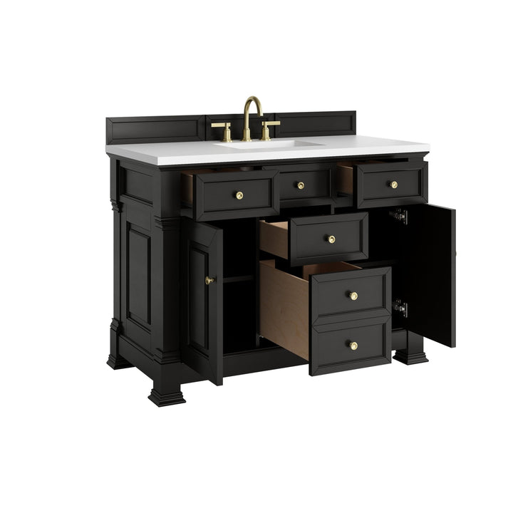 Brookfield 48" Single Vanity, Black Onyx,  w/ 3 CM White Zeus Silestone® Top