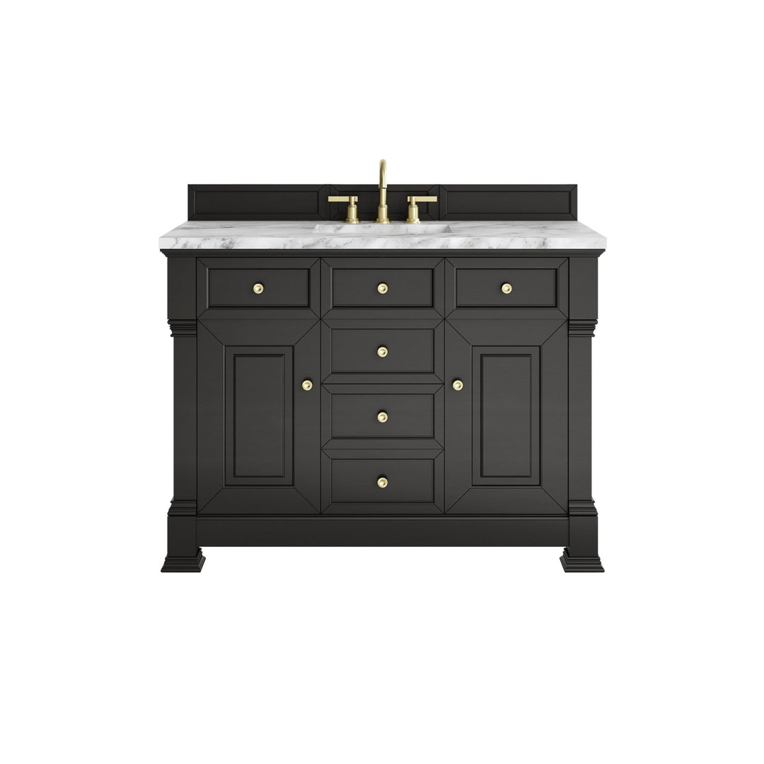 Brookfield 48" Single Vanity, Black Onyx w/3 CM Carrara White Marble Top